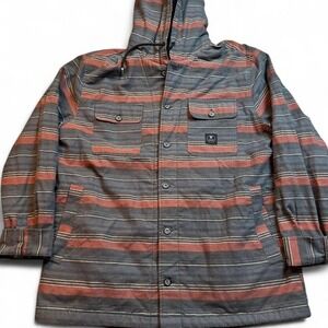 VISSLA Men's TAYRONA Overshirt Sherpa‎ Flannel Hoodie Jacket Striped large NWT